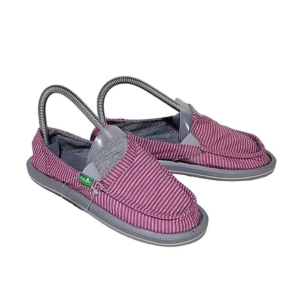Sanuk Pickpocket Tee Slip On Loafers, Striped, Pink/Grey, Womens 5, NWT - Picture 1 of 13